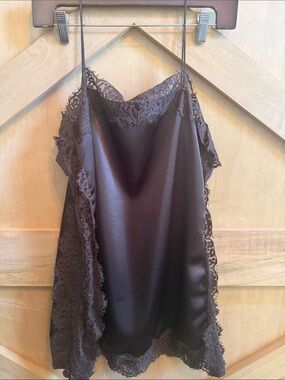 Amazon Brown Lace Trim Satin Camisole